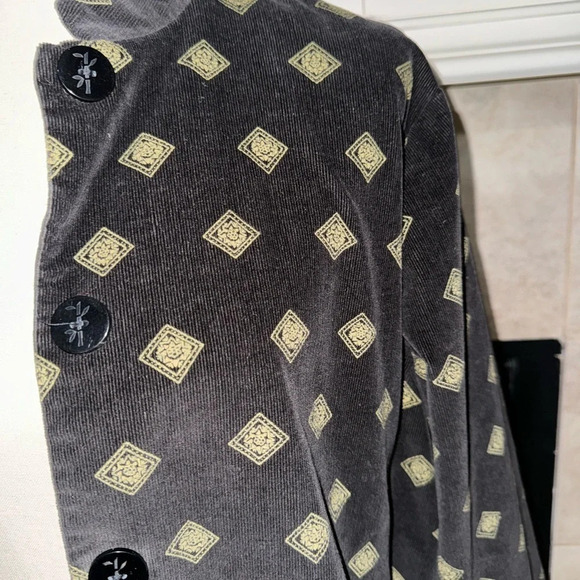 Hearts of Palms printed Corduroy Jacket with embroidered borders-size approx Lg - Picture 3 of 14